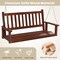 Wooden Outdoor Porch Swing with Slatted Backrest and Ergonomic Curved Seat